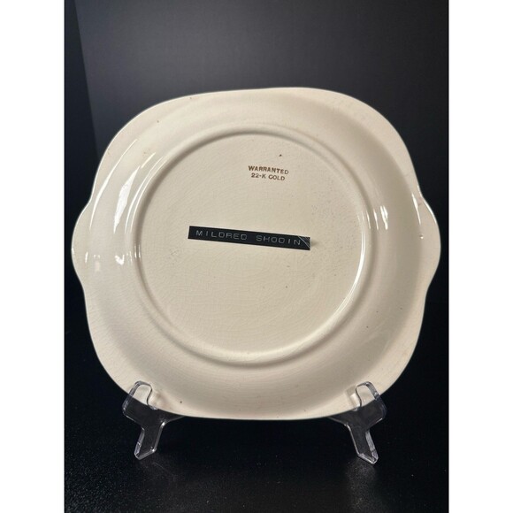 Vintage 22K Gold Trimmed Square Serving Plate - Picture 5 of 7